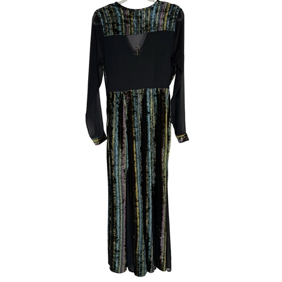Romeo & Juliet Couture Velvet Mesh Maxi Dress Multicolor Metallic Size Medium - Picture 6 of 15